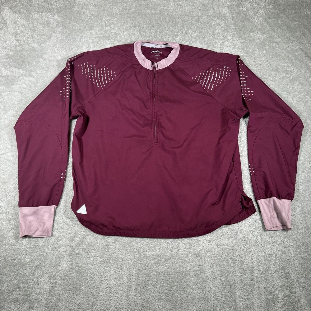 Hoka One Wind Shell Jacket Womens Medium Purple 1/2 Zip Lightweight Reflective